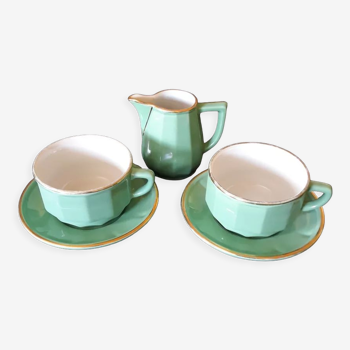 Duo of cups and saucers with his bed pitcher - 90s
