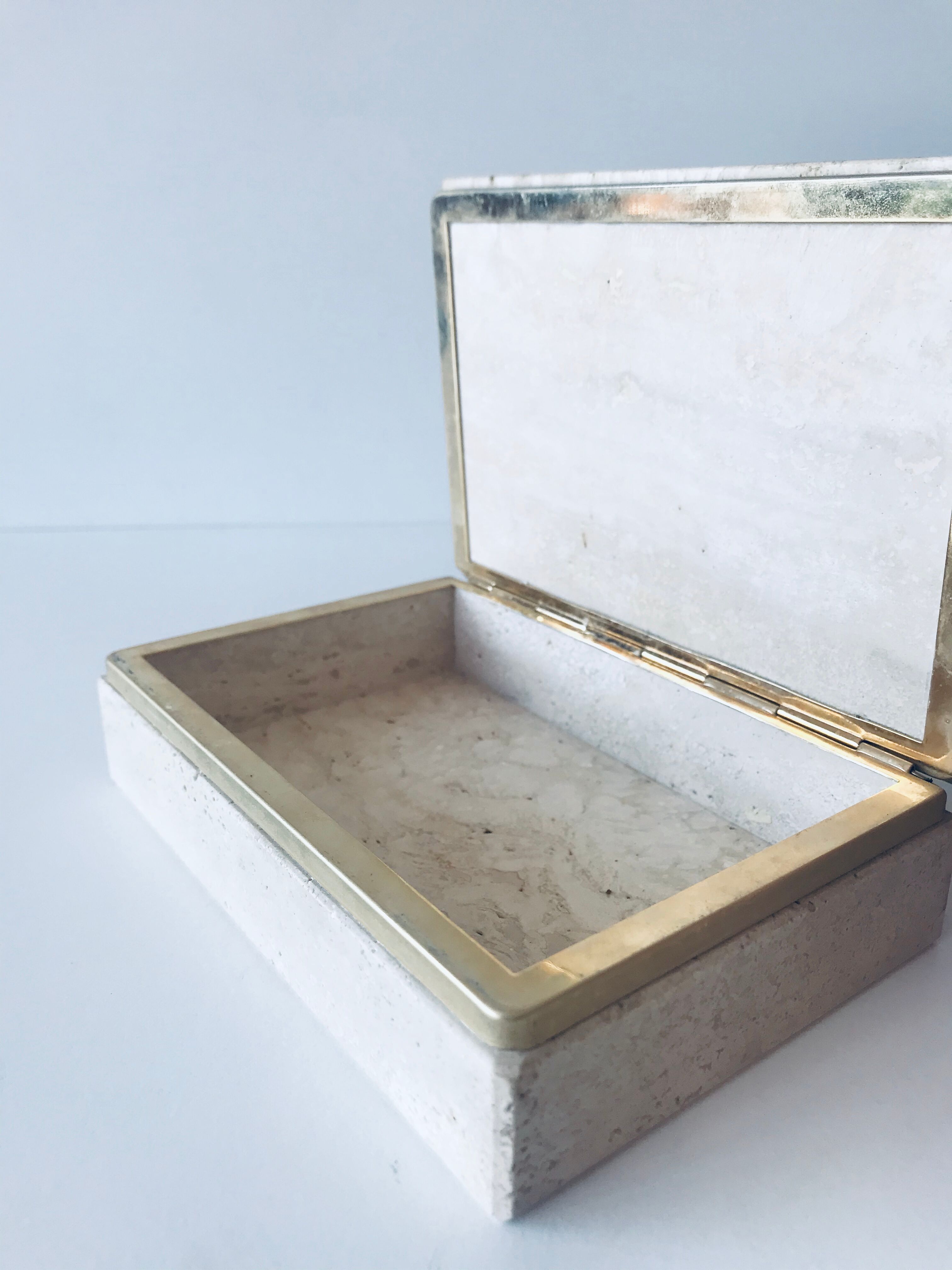 Travertine and brass box