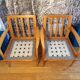 Pair of blue jersey Scandinavian armchairs
