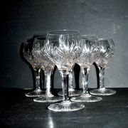 Set of 6 white wine glasses 1900 in cut crystal BACCARAT model 9157 catalog 1907 H13.5