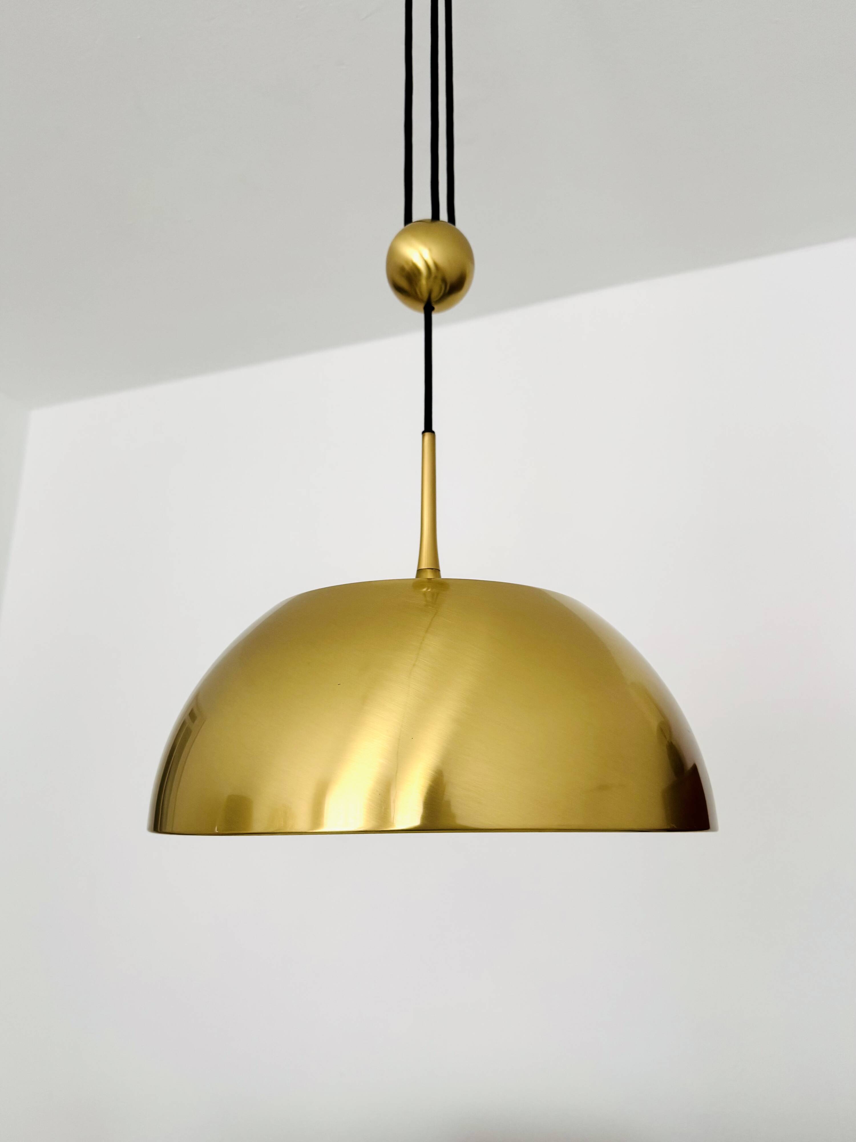 Breathtaking Brass Pendant Lamp with Counterweight by Florian Schulz