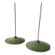 Pair of enamelled metal pendant lights