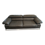 Canapé 3 places & pouf en cuir Roche Bobois