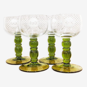 4 wine glasses called "Roëmer" with inscription