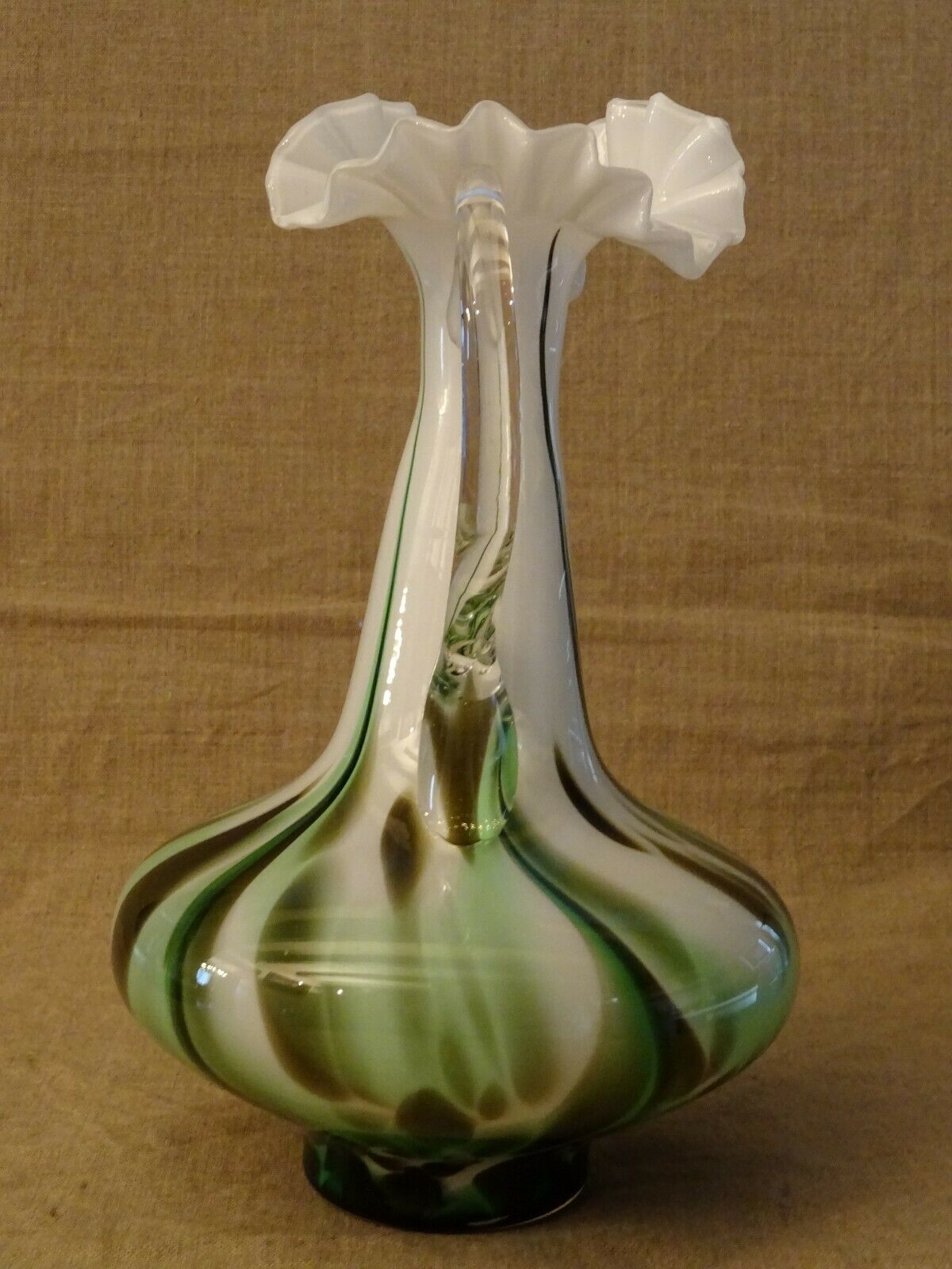 Murano scalloped colored glass decanter