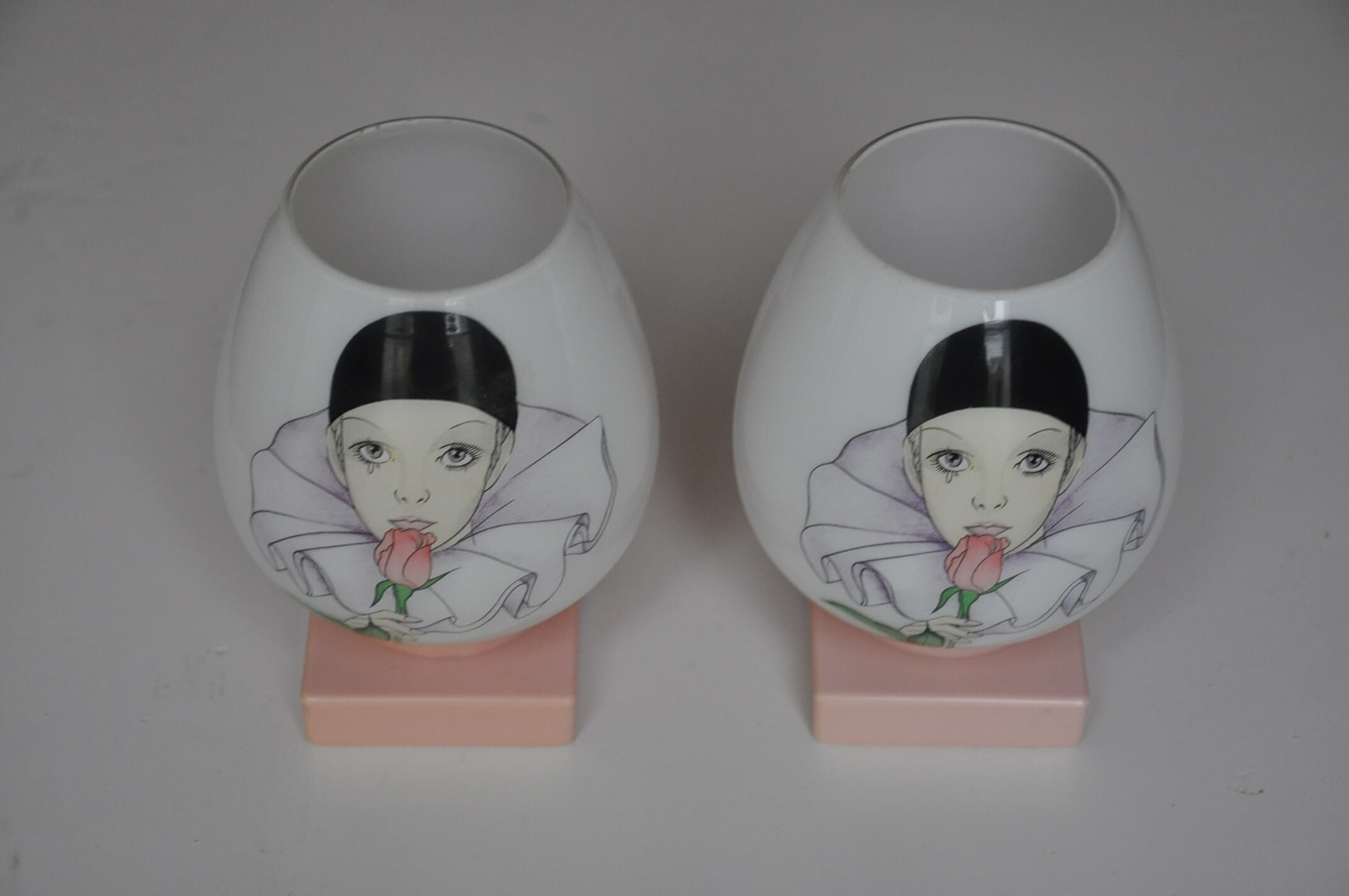 Pair of vintage wall lamps opaline child