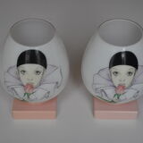 Pair of vintage wall lamps opaline child