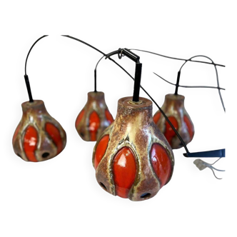 Vintage fat lava ceramic chandelier / hanging lamp / pendant