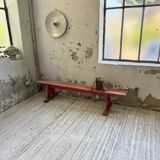 1950s oak bench with red patina, 2m