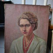 Lot of two oil portraits from the early 20th century by Laurent Delhief