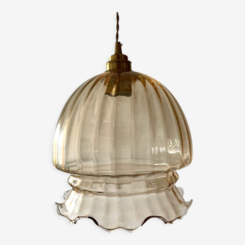 Vintage amber glass pendant lamp