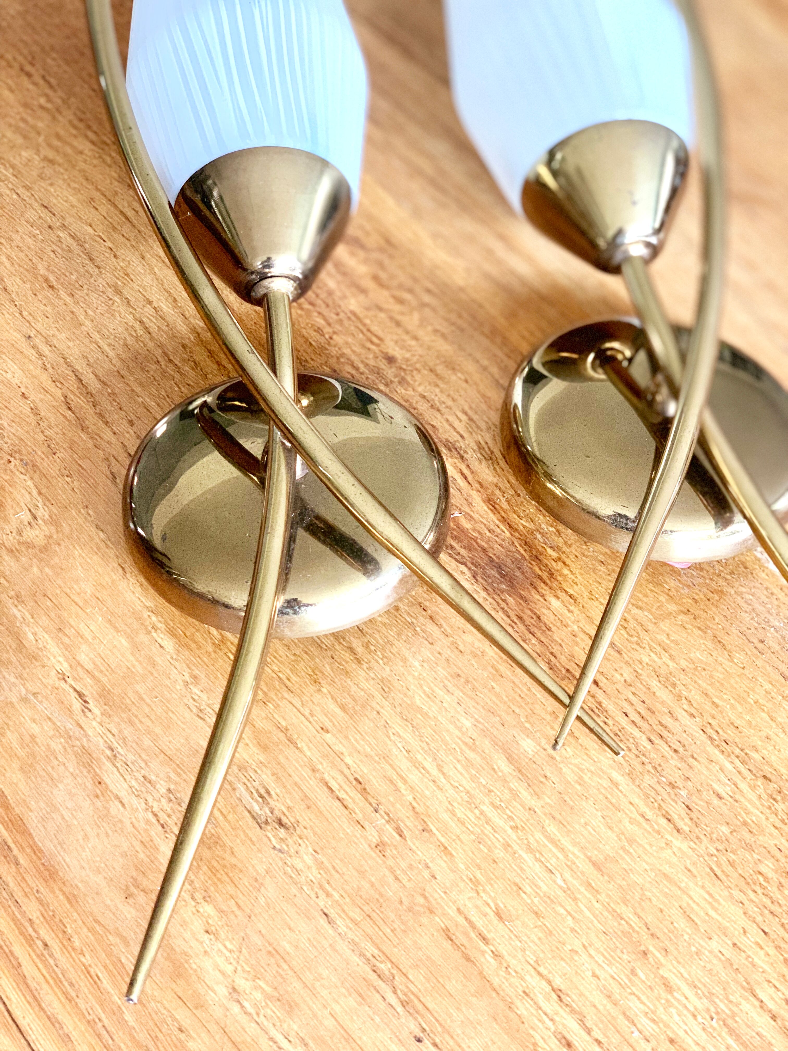 Paire d'appliques tulipe vintage