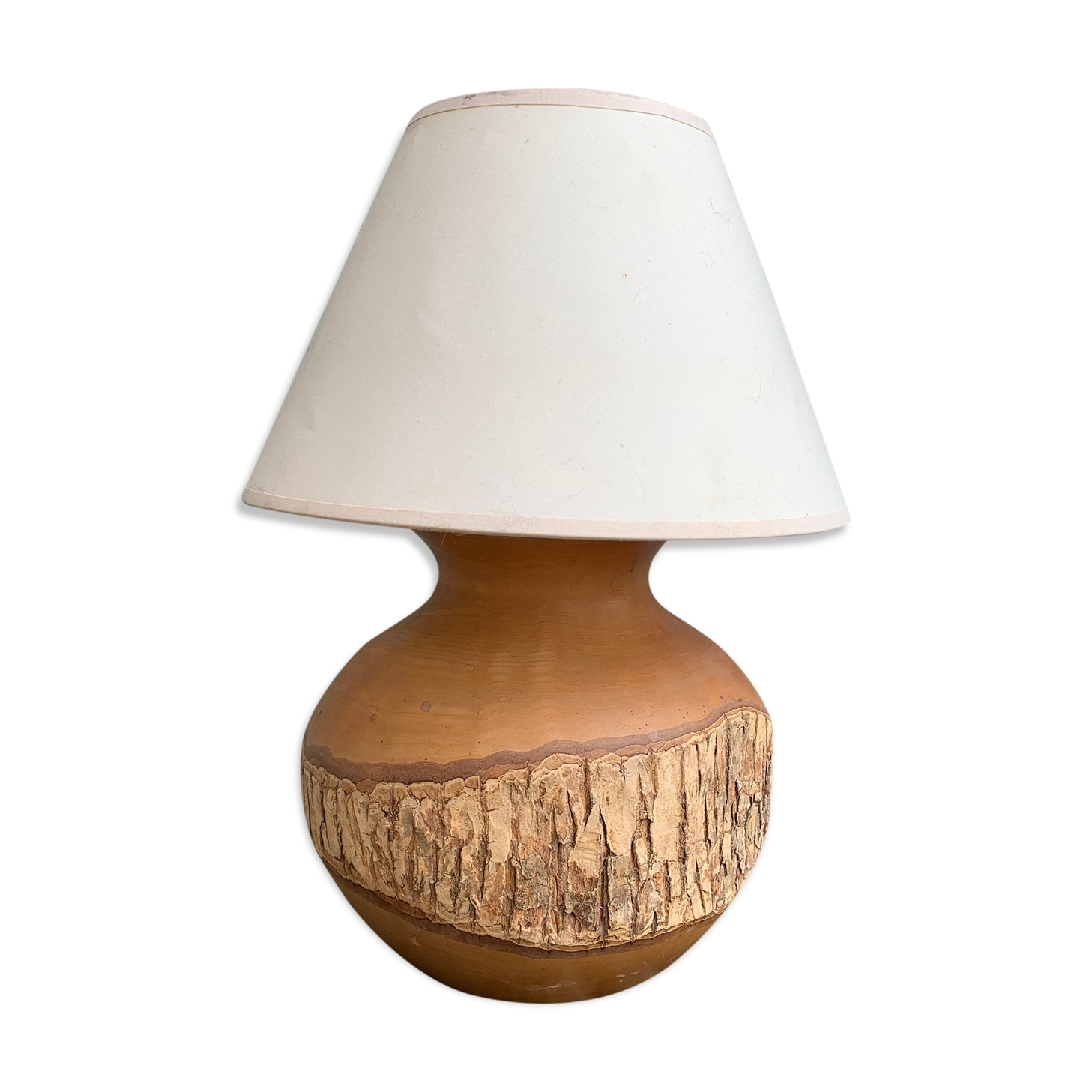 Vintage natural wood bedside lamp