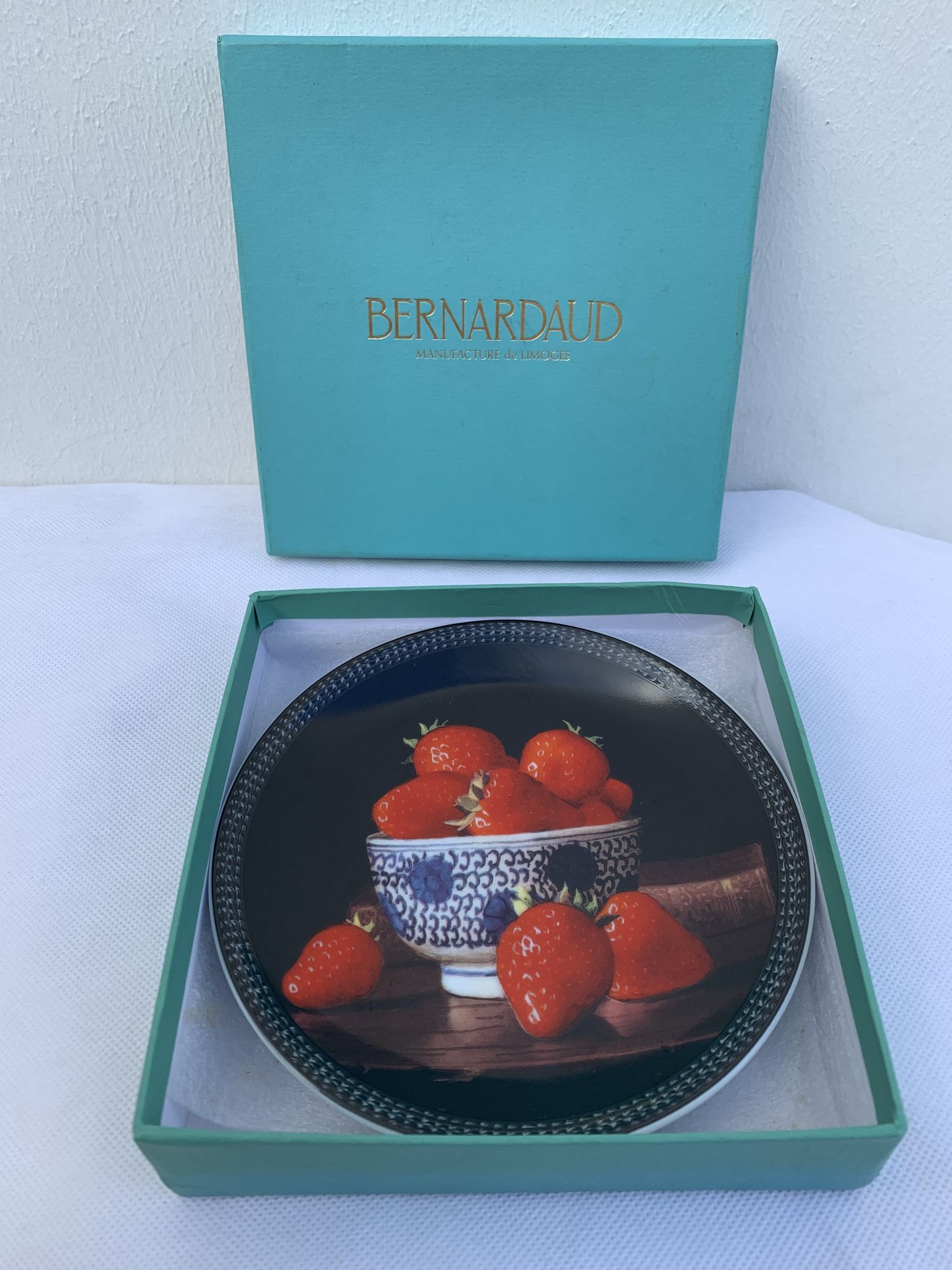 Jean-Claude Chauray strawberry plate for Bernardaud Limoges