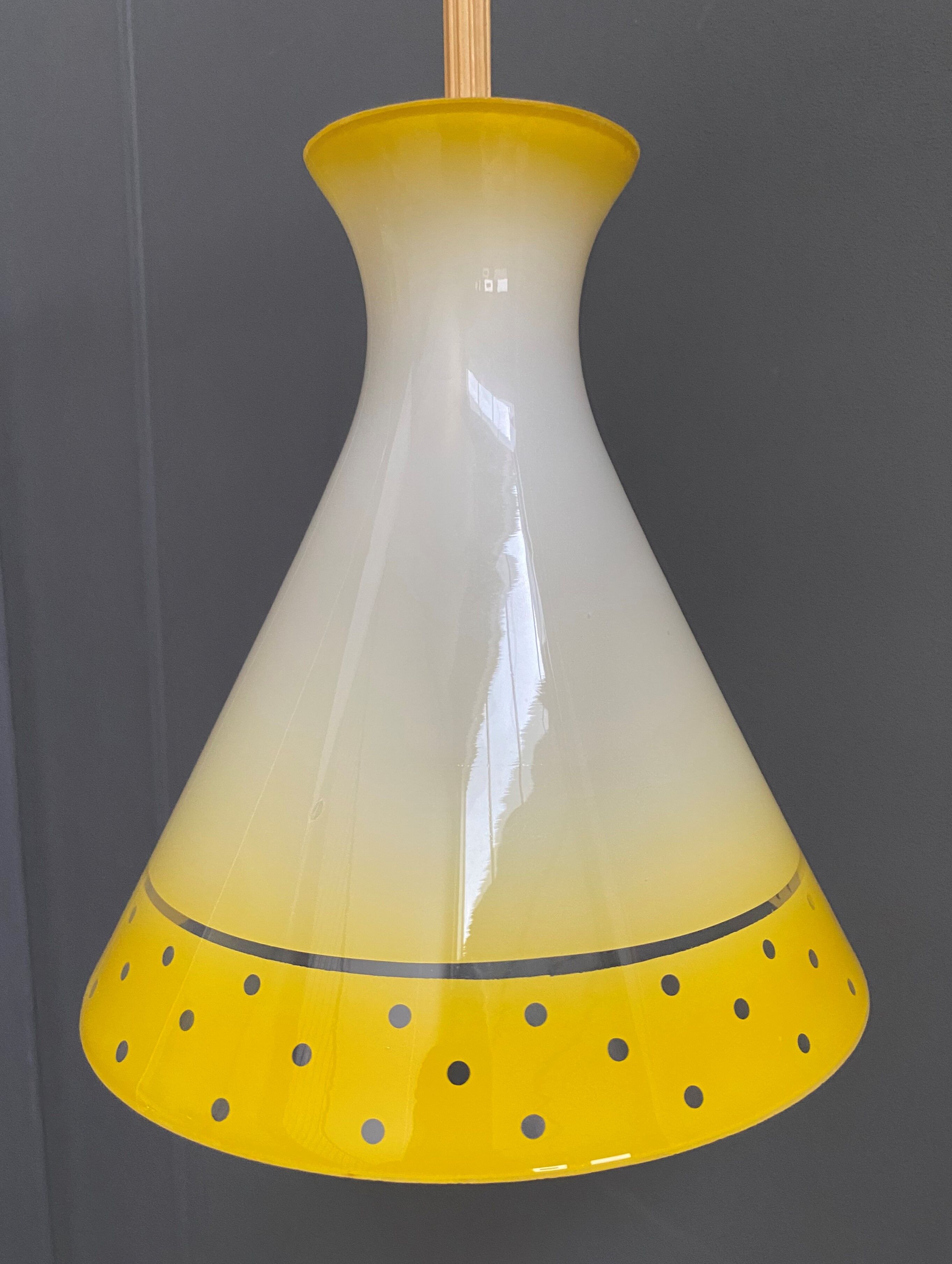 Yellow Glass pendant lamp 1960s
