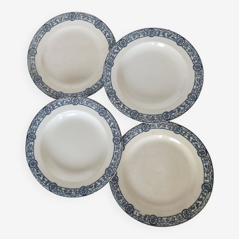 4 vintage earthenware plates Salins Édouard Charbonnier model Bristol 1912