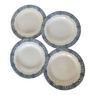 4 assiettes vintage faience Salins Édouard Charbonnier modèle Bristol 1912