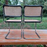 Pair of Marcel Breuer B32 Cesca black chairs