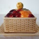 Old sweet jar / fruit basket, square shape, in Sarreguemines ceramic.