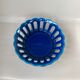 Openwork ceramic fruit basket - vintage blue cut