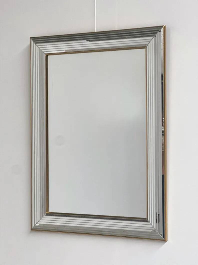 Vintage Disco Mirror Deknudt – Multi-Level Beveled Mirror Frame from the 1970s