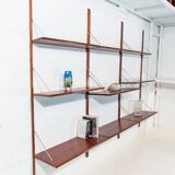 Danish Shelving System Bookcase in Teak & Brass, 1960's