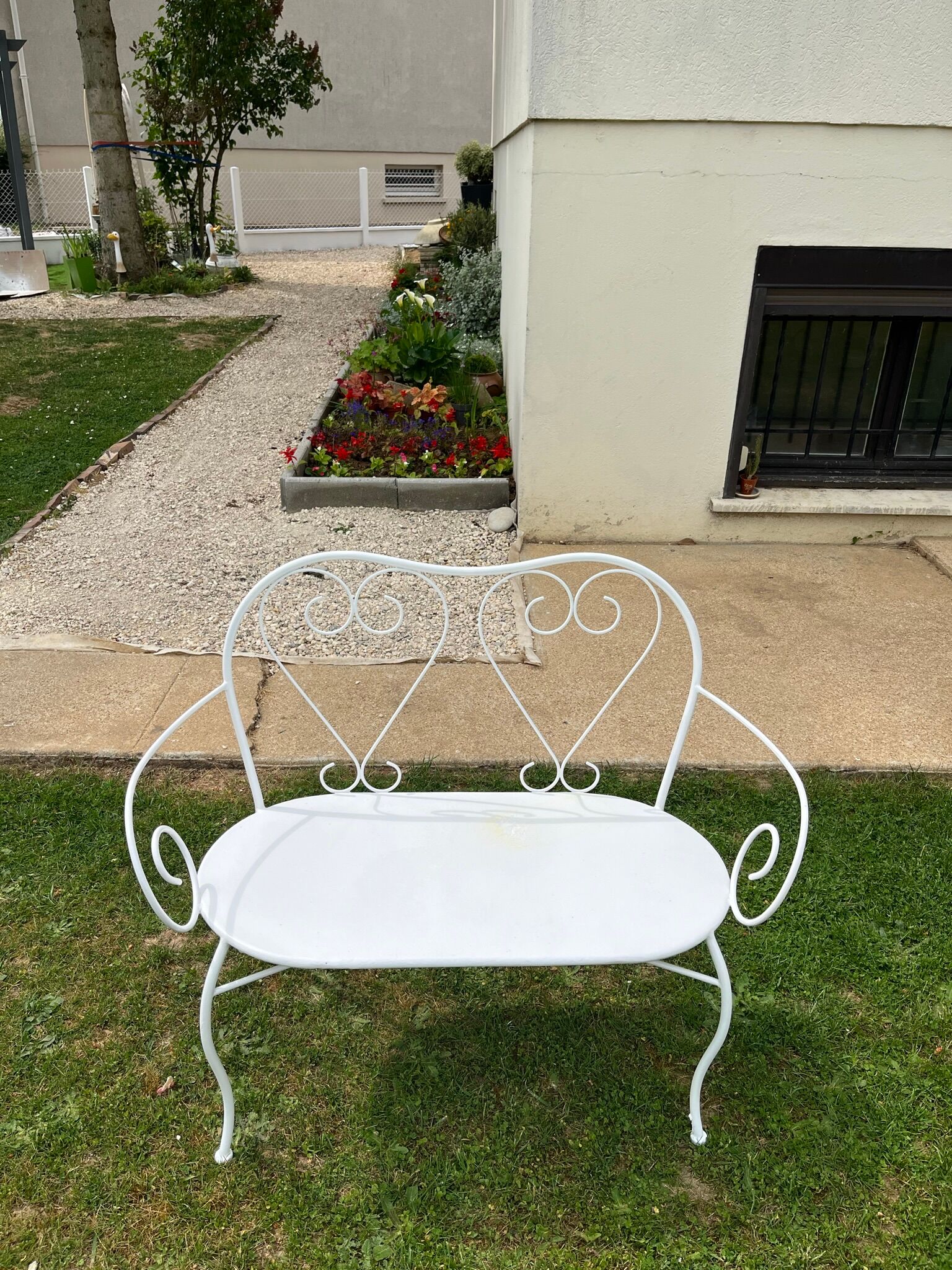 French wrought iron garden bench