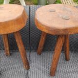 Tabouret trépied rustique bois