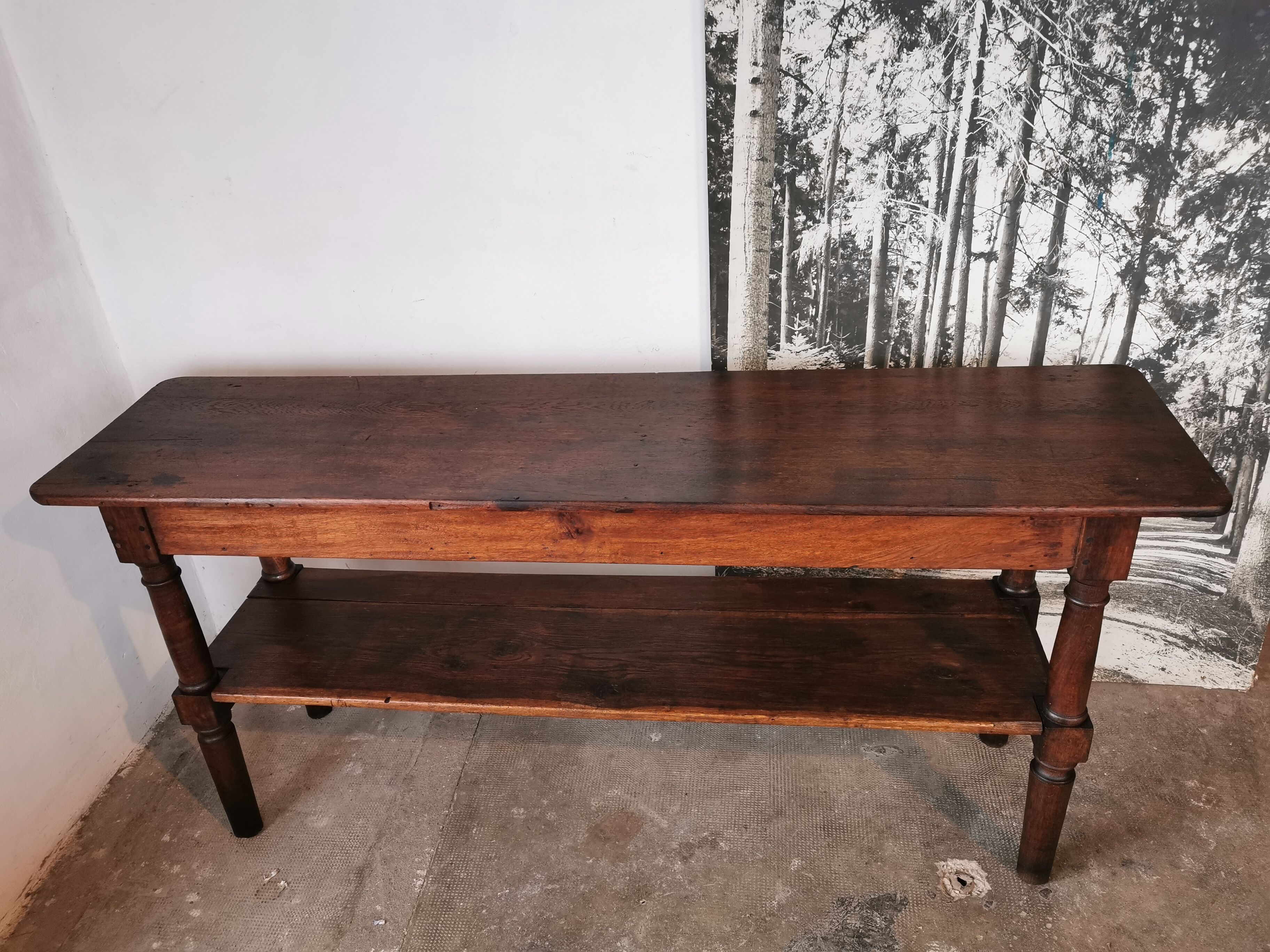 Draper table, oak wood console