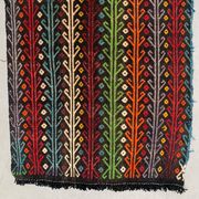 Old Turkish kilim runner 377x77 cm, shabby, vintage kelim red black 2492