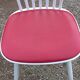 Set of 4 Scandinavian style chairs from the 50s in white lacquered wood and red skaï patties