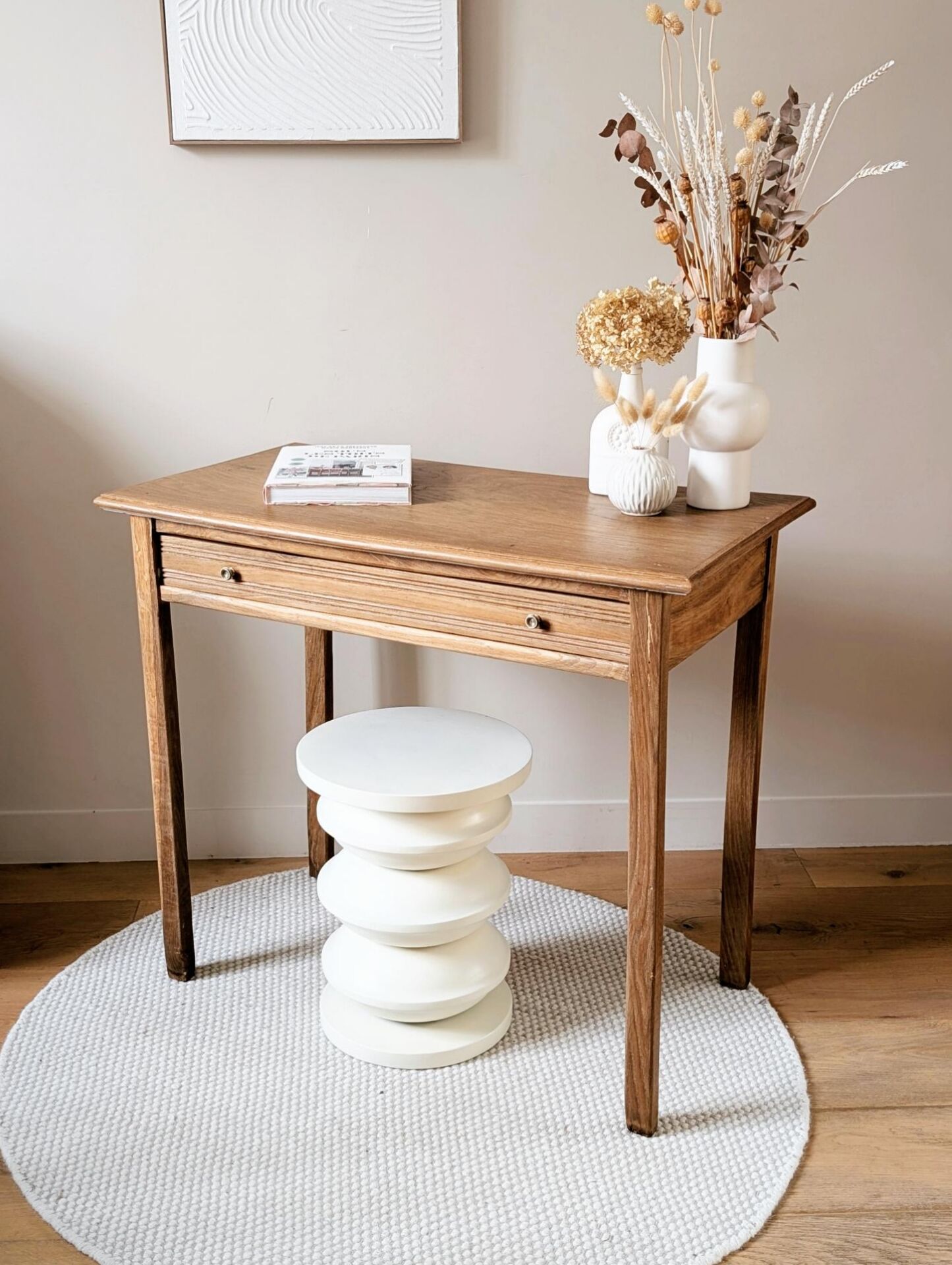Table bureau console chêne massif 