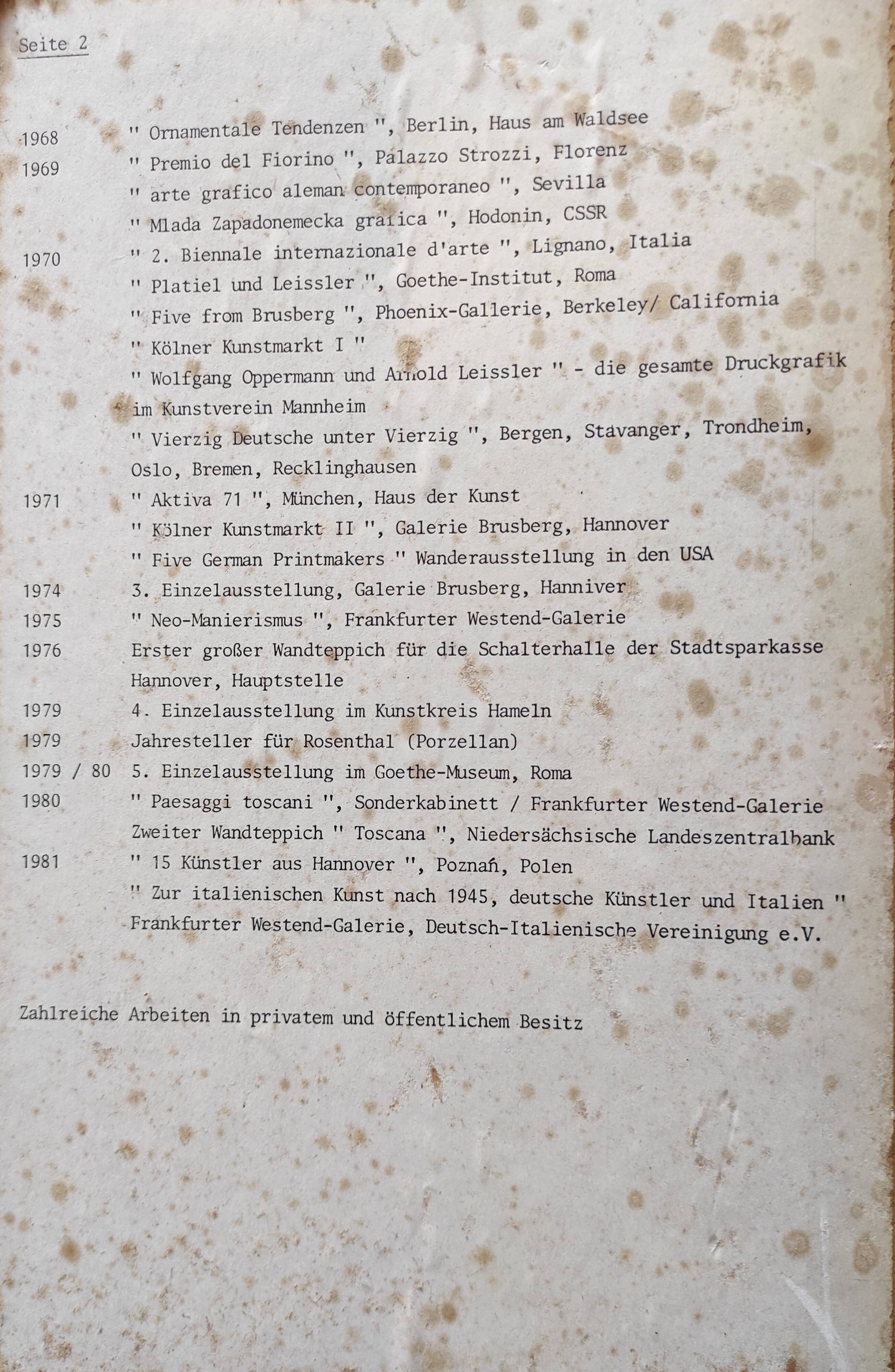 Lithograph of Arnold Leissler, 1981