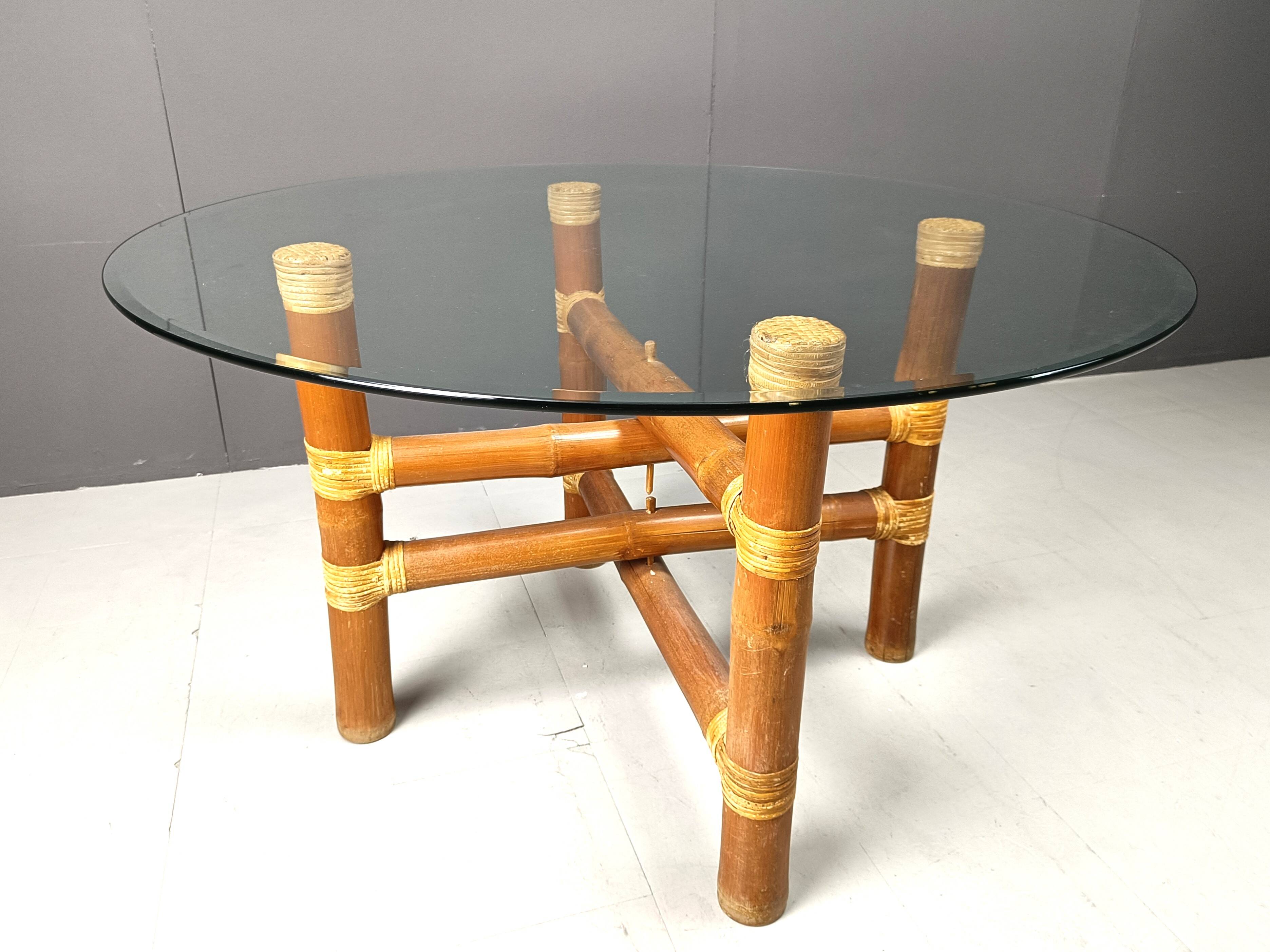 Vintage bamboo dining table, 1970s