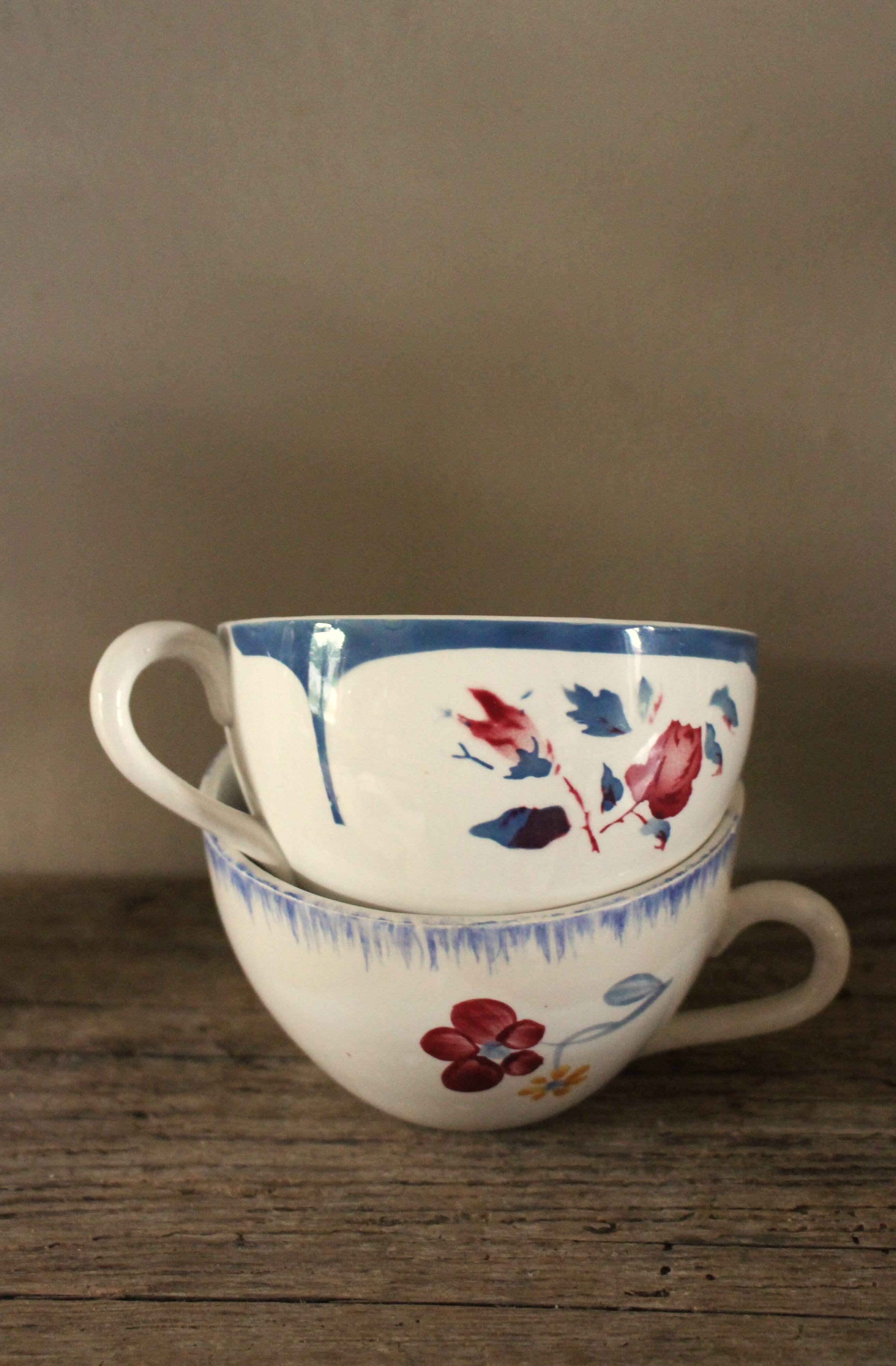 Set of 2 Blue Ninette Marie Lou Digoin Sarreguemines cups