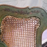19th century Japanese rocking chair, green lacquer and canework