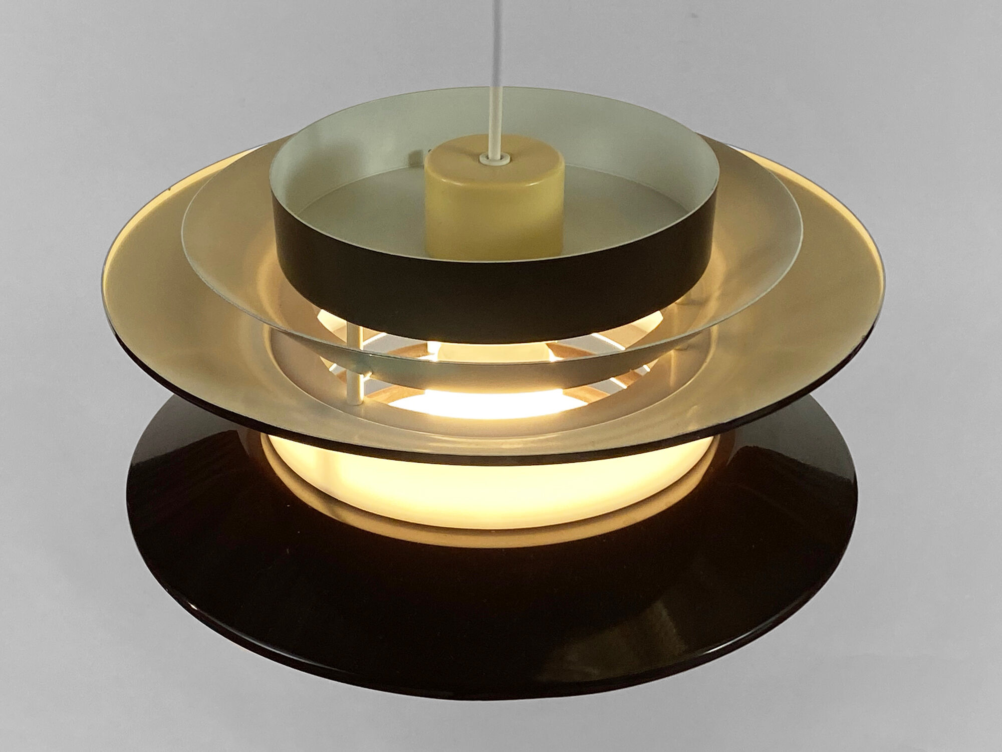 Pendant light "Trava" brown version by Carl Thore for Granhaga Metallindustri. Sweden 1970s.
