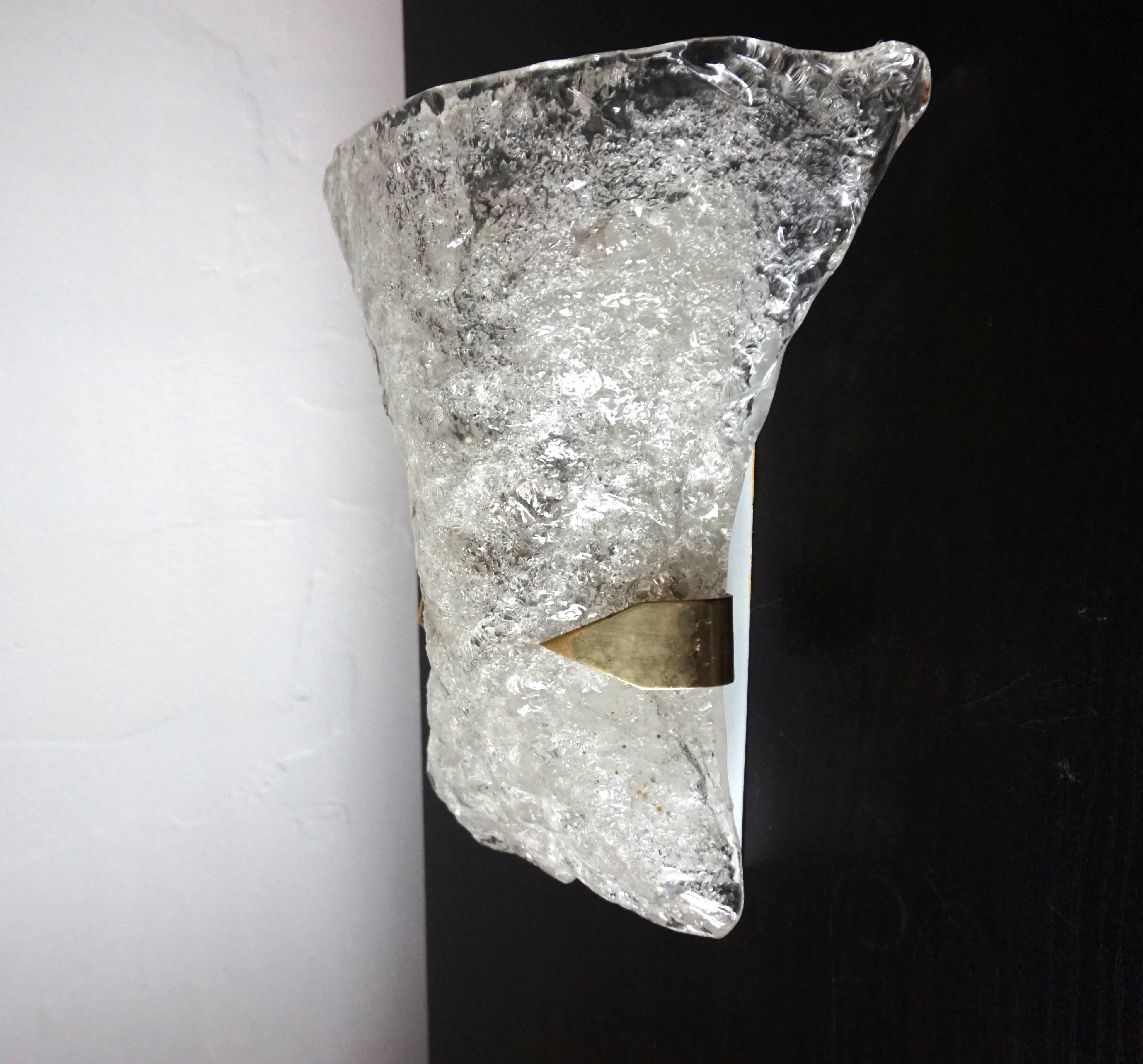 Hillebrand Murano ice glass wall lamp by Egon Hillebrand, 1960