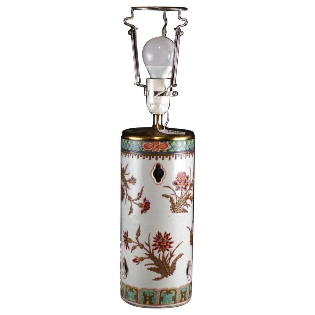 Hand-painted Flower Motif Porcelain Table Lamp, Qing Dynasty, China