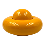 Sergio Asti, Yellow ceramic sculpture / box, Gabbianelli Italy ca. 1971