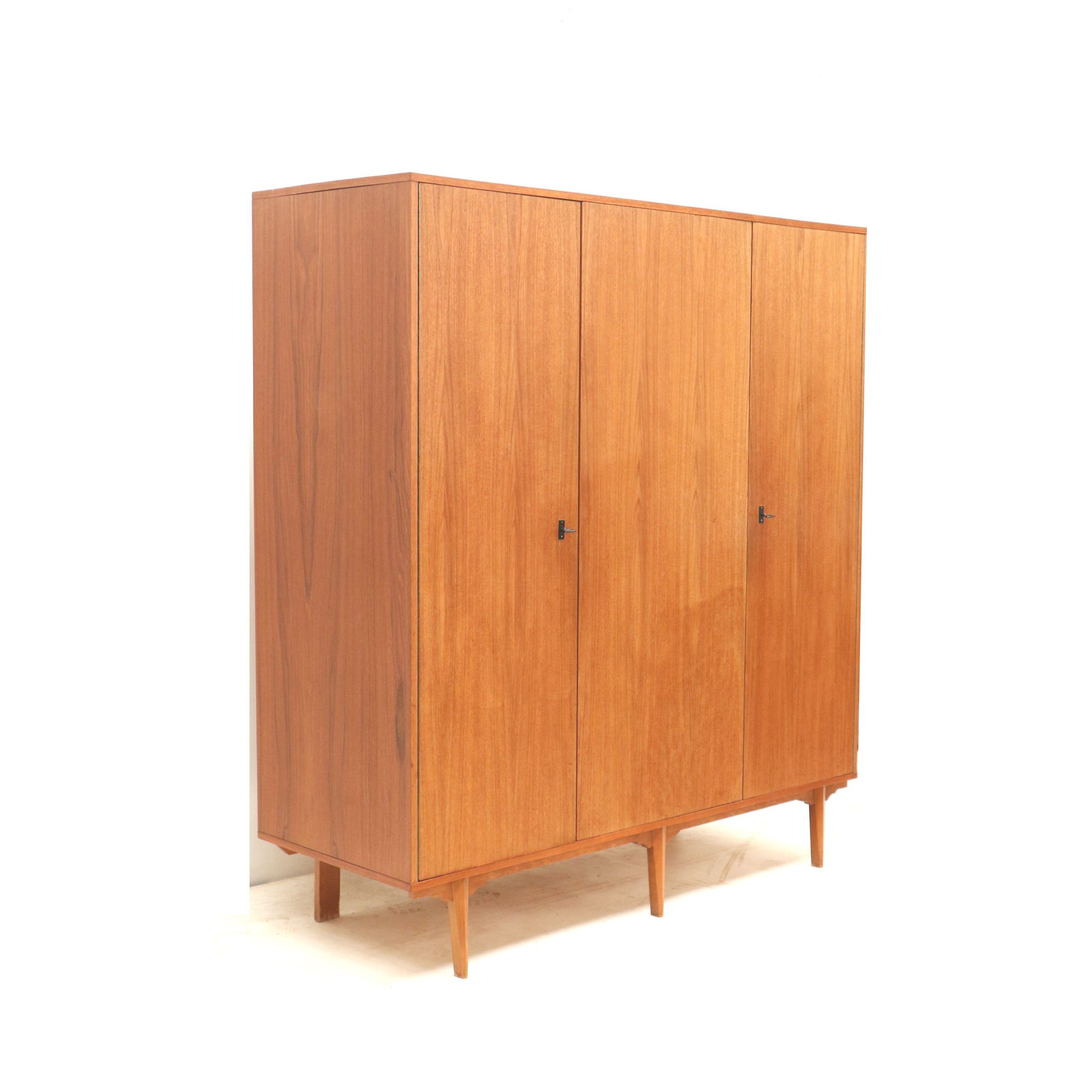 Vintage Belgian design 3-door wardrobe made in the 1960s