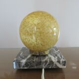 Glass lamp Clichy yellow and marble years 30/40