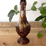 Vintage Vallauris Lava Pitcher Vase, 1950s French Ceramics, Studio Pottery
