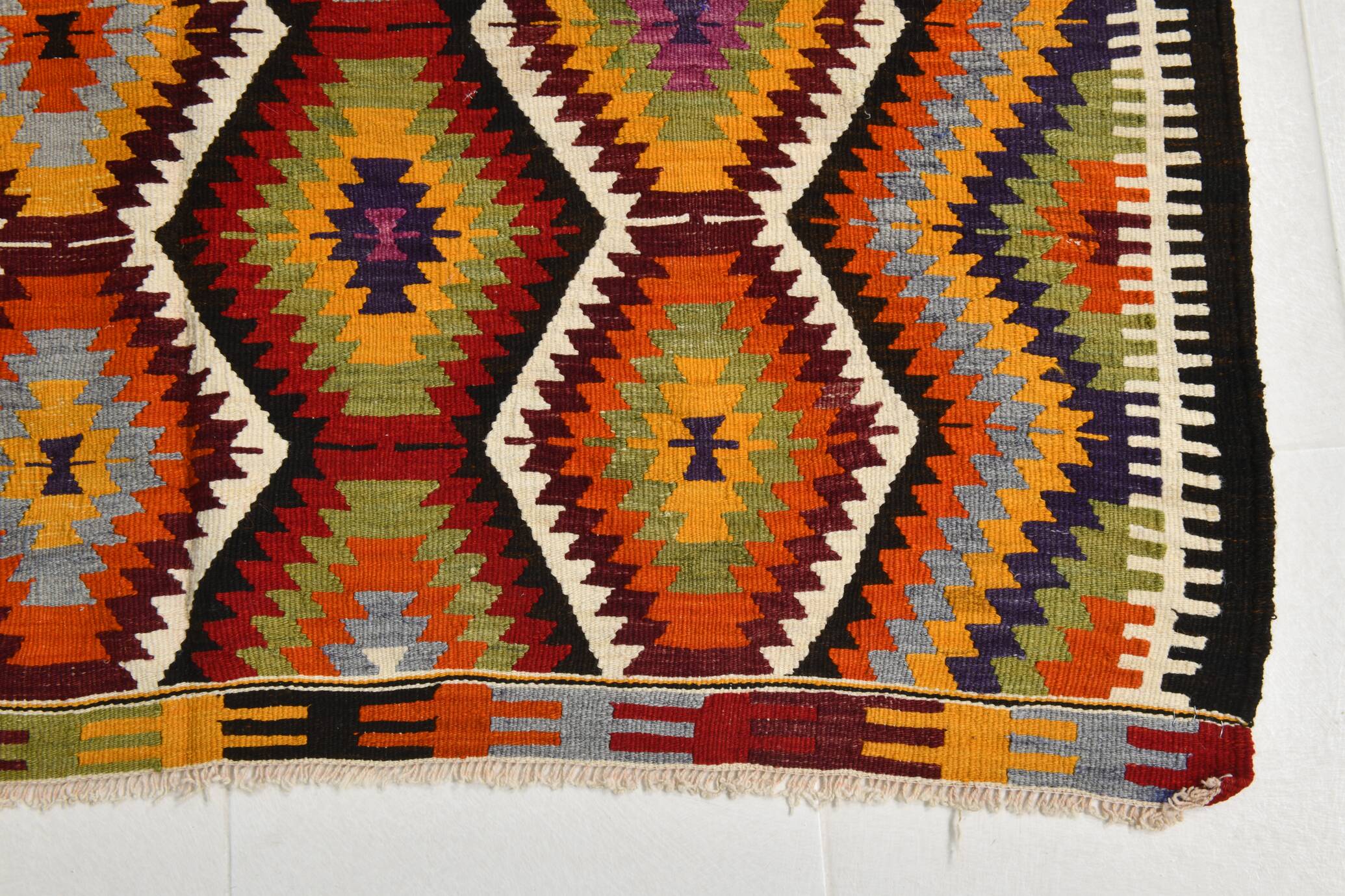 Tapis Kilim géométrique multicolore 5x8, 160x237 cm