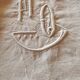 Drap ancien en lin monogrammé 3,40x2,20 m