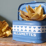 Blue matchbox - old blue enamel sheet box