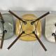 Eames Herman Miller DSW side chairs in greige, seafoam green, light ochre and parchment with slight