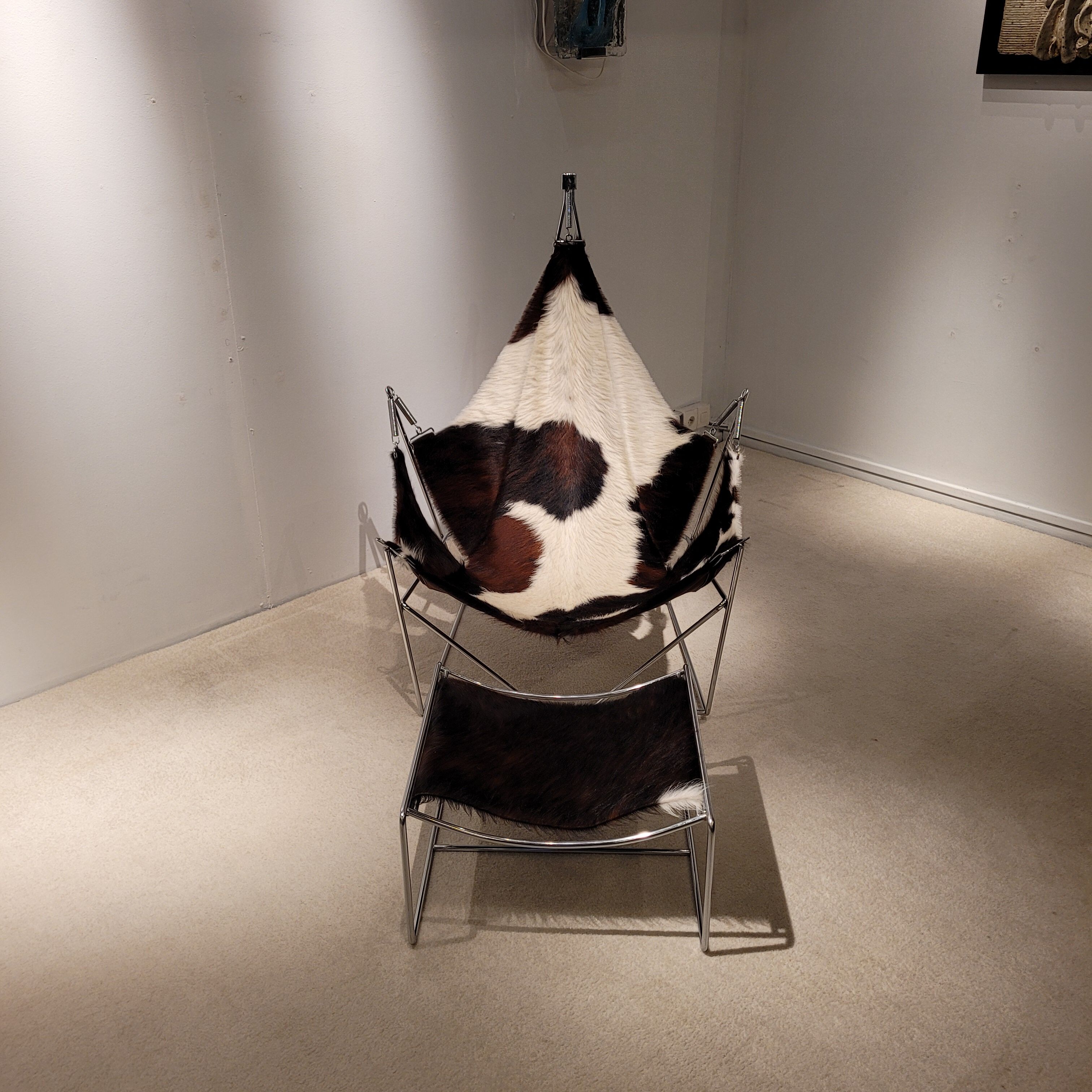 Vintage armchair and its ottoman model David by Odile Mir for Prisunic, 1972