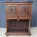 Renaissance oak carved buffet cabinet