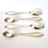 DEETJEN set of 4 silver-plated dessert spoons with a modernist scalloped design.